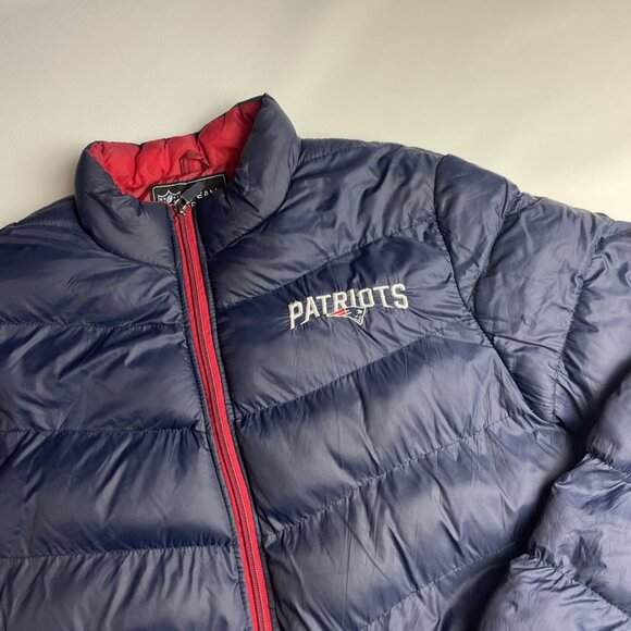 NFL New England Patriots Football Puffer Jacket Full Zip Hoodie Blue Size L Men - Picture 2 of 16